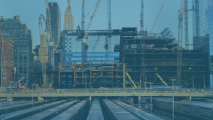 building construction, cranes and skyscrapers in a major city
